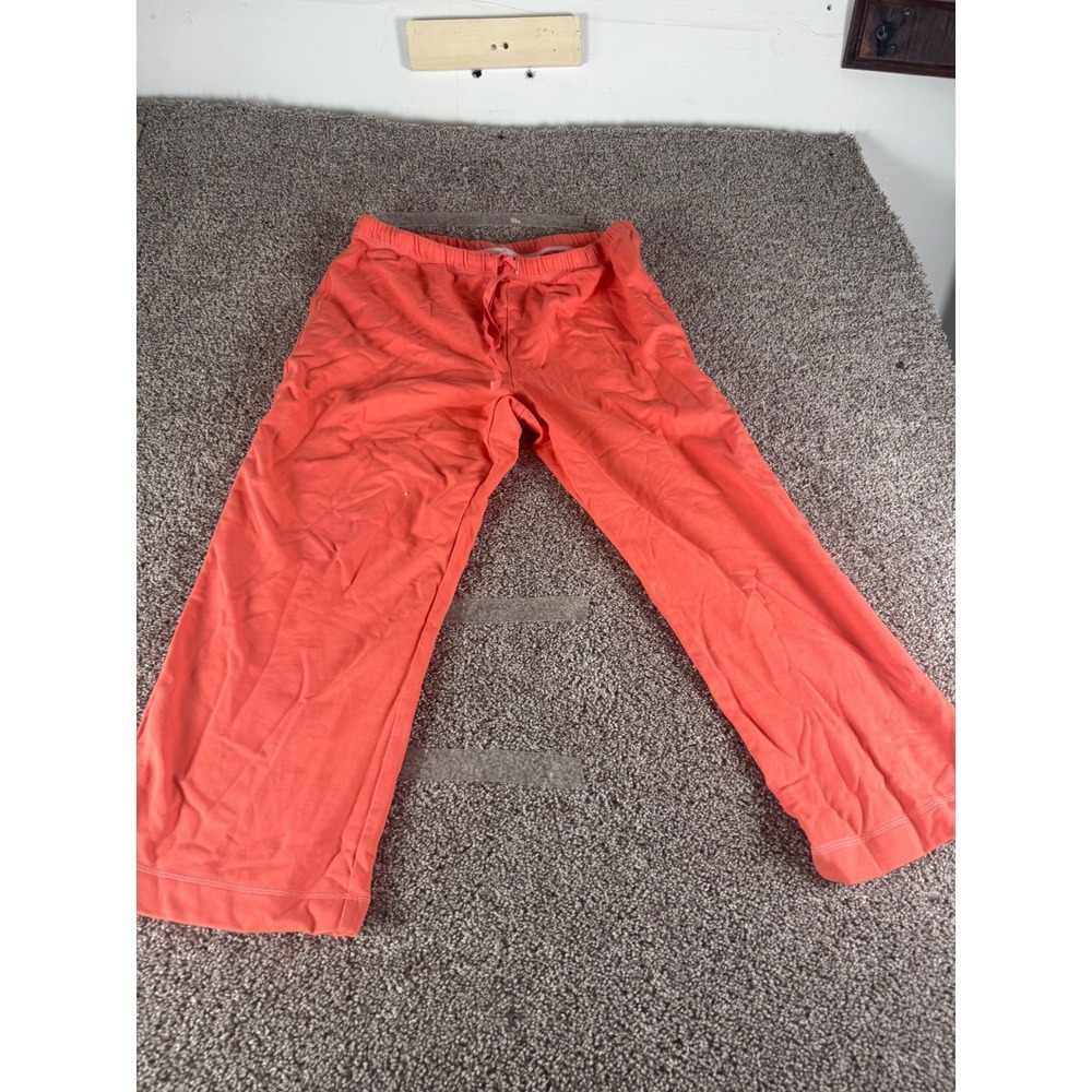 Pendleton Womens Large Coral Orange Cotton Blend Crop Lounge Pants Drawstring